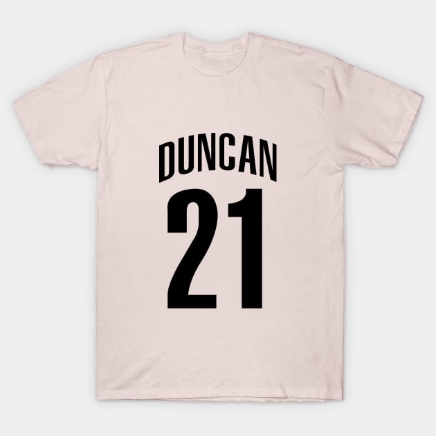 Tim Duncan Number 21 T-Shirt by Cabello's